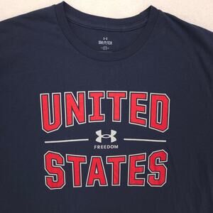 Under Armour Casual Crew Neck Short Sleeve Graphic T Shirt Mens Size Small Navy